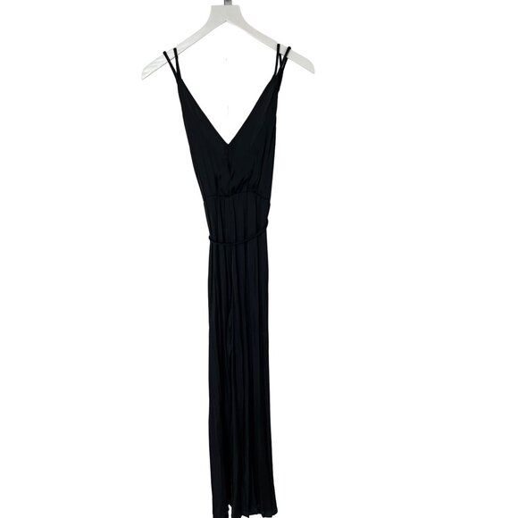 Zara Black Silky V-Neck Jumpsuit With Belt - Picture 10 of 10